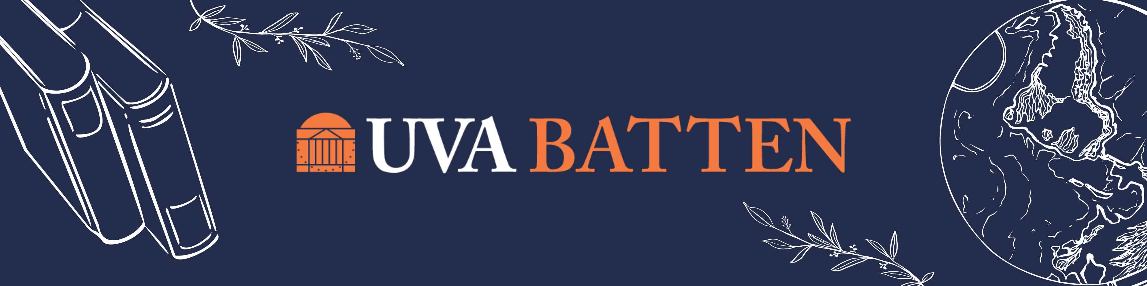 UVA Batten Logo pictured with globe, plants, and books.
