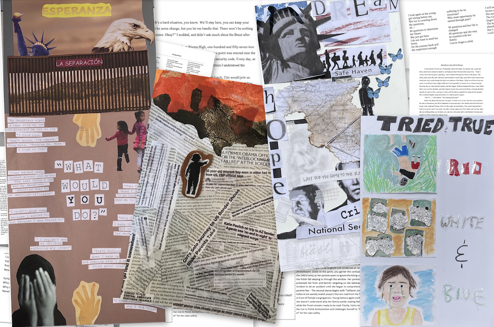 Collages created by students in Professor Lucy Bassett's "Children in Crisis at the US/Mexico Border" course.