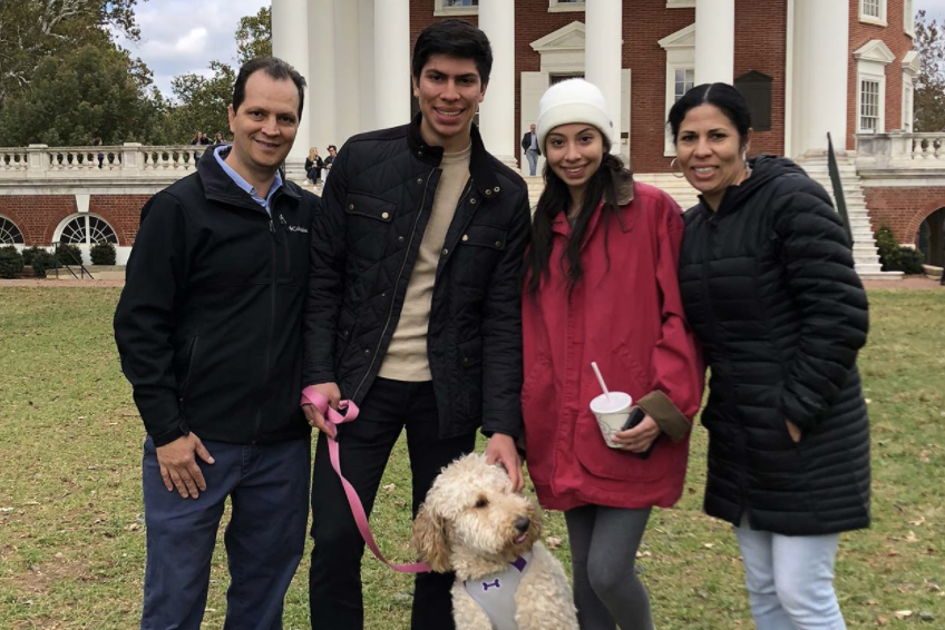 Zuluaga with his parents, sister and dog, Belle. (Contributed photo)