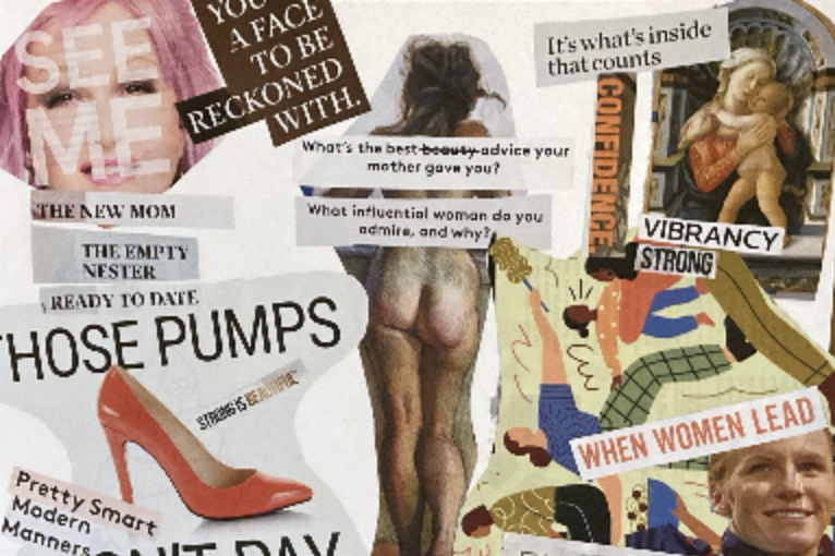 Professor Bassett asked students to make collages that reflected their definitions of feminism. (Contributed photo)