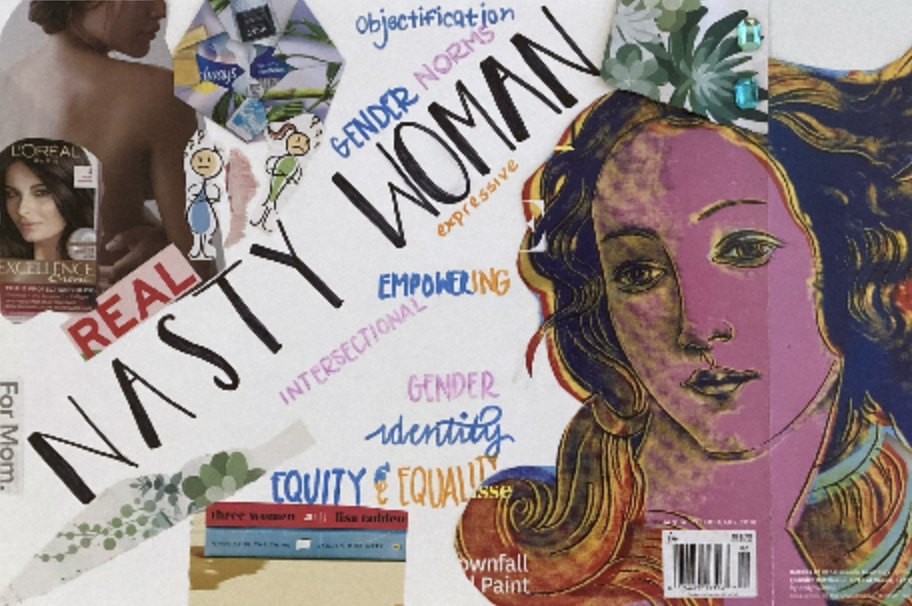 Professor Bassett asked students to make collages that reflected their definitions of feminism. (Contributed photo)