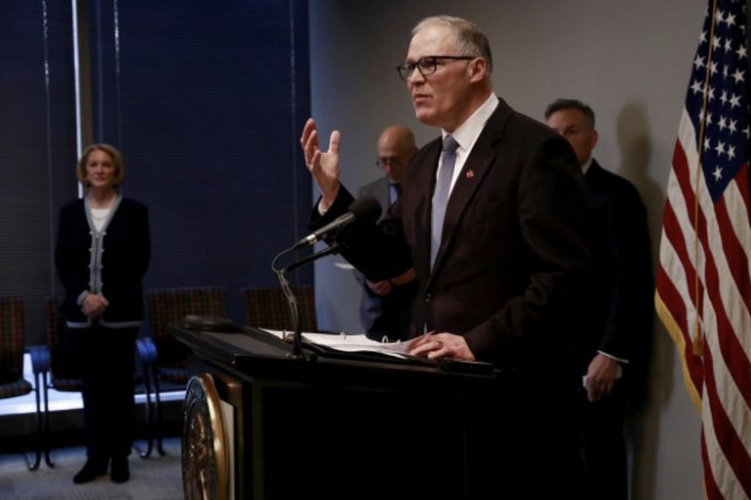Washington state Gov. Jay Inslee ordered all bars, restaurants, entertainment and recreation facilities to temporarily close to fight the spread of COVID-19. (Getty/Erika Schultz-Pool)