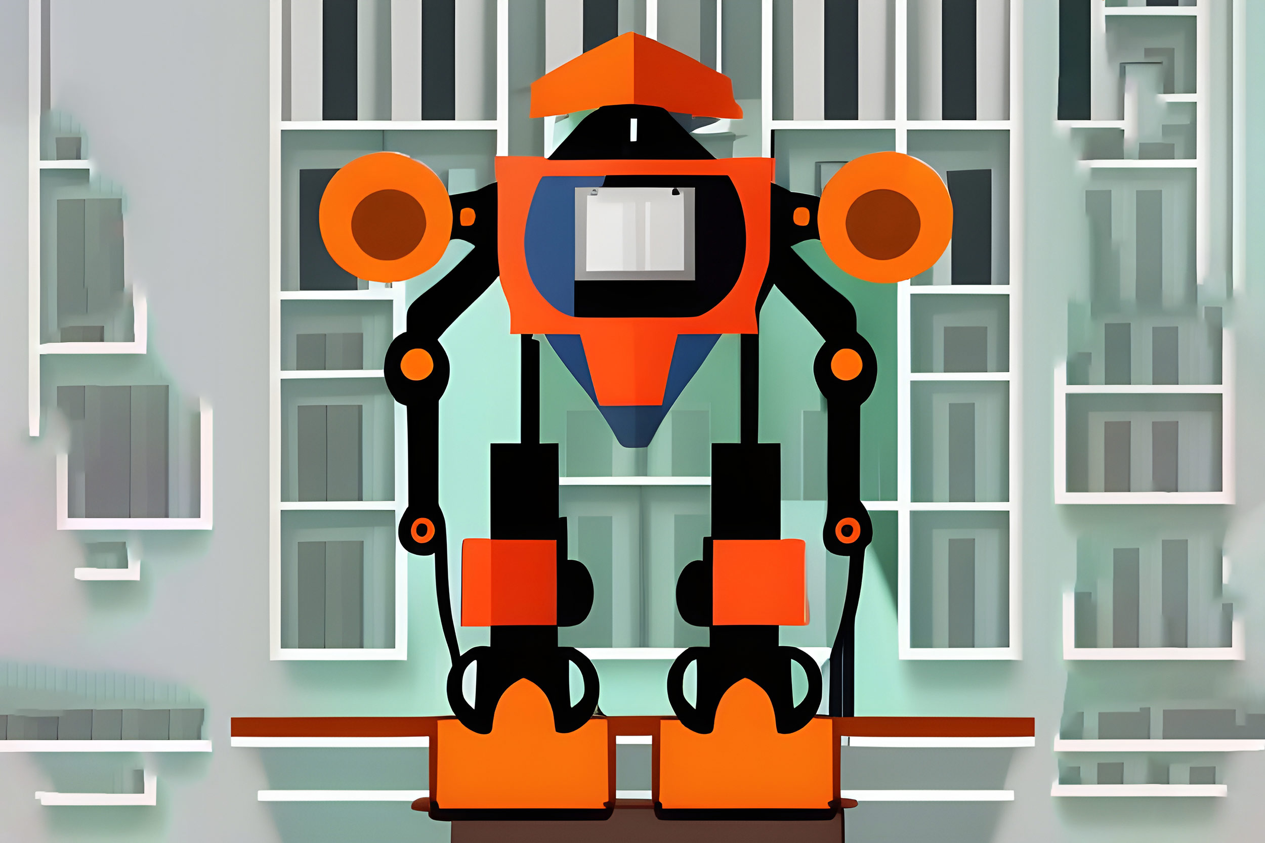 AI generated illustration of a robot in an office