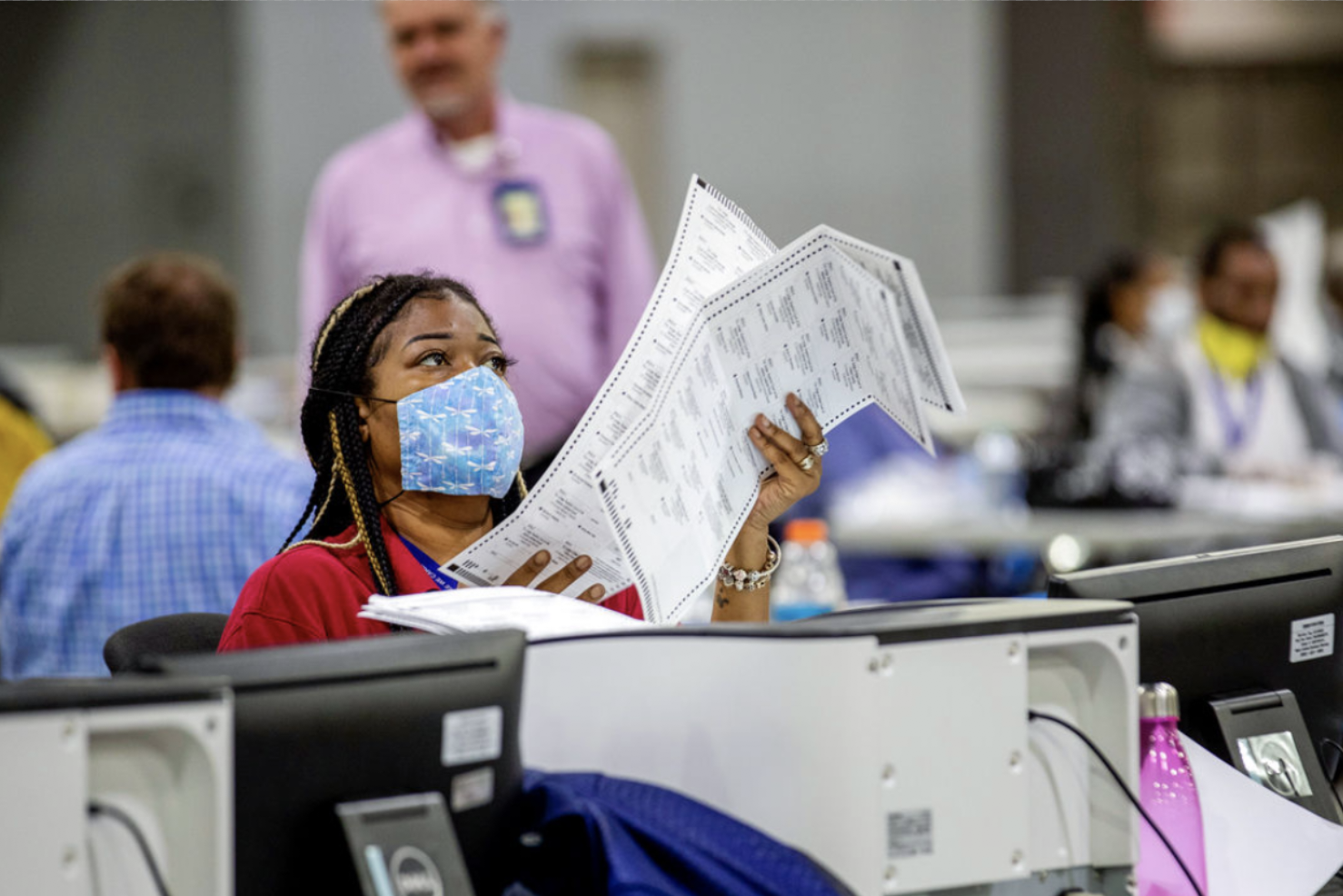 Voting by mail hasnât given a big advantage to one political party, but Republican rhetoric could change the dynamic for Novemberâs election. ALYSSA POINTER/ATLANTA JOURNAL-CONSTITUTION VIA AP