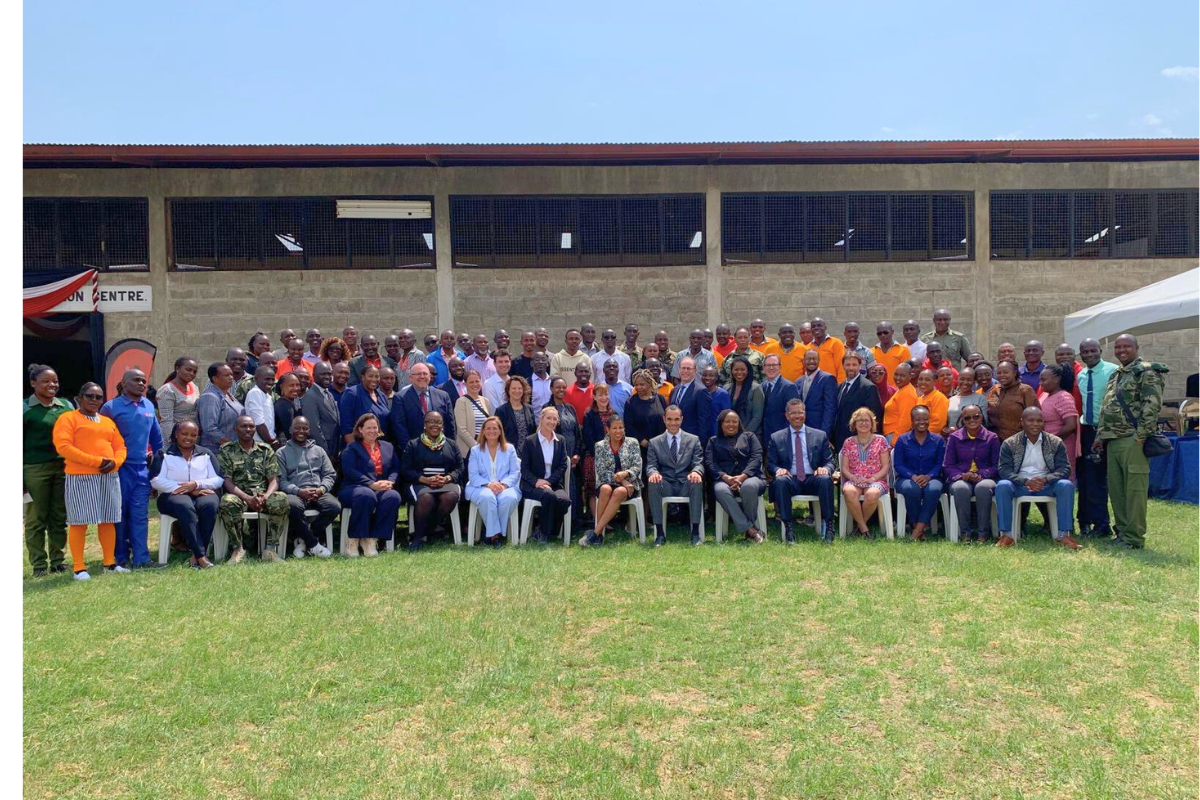 Group photo of U.S. delegation to Kenya visiting and examining paralegal education programs within prisons there. 