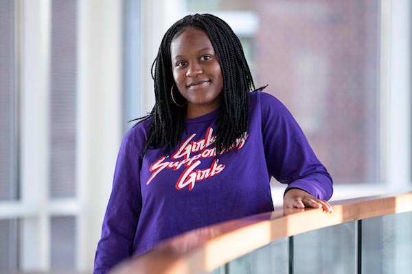 Jahmila Riley suggests future Blue Ridge Scholars âmake sure you take time to breathe and take care of yourself.â (Photo by Sanjay Suchak, University Communications)