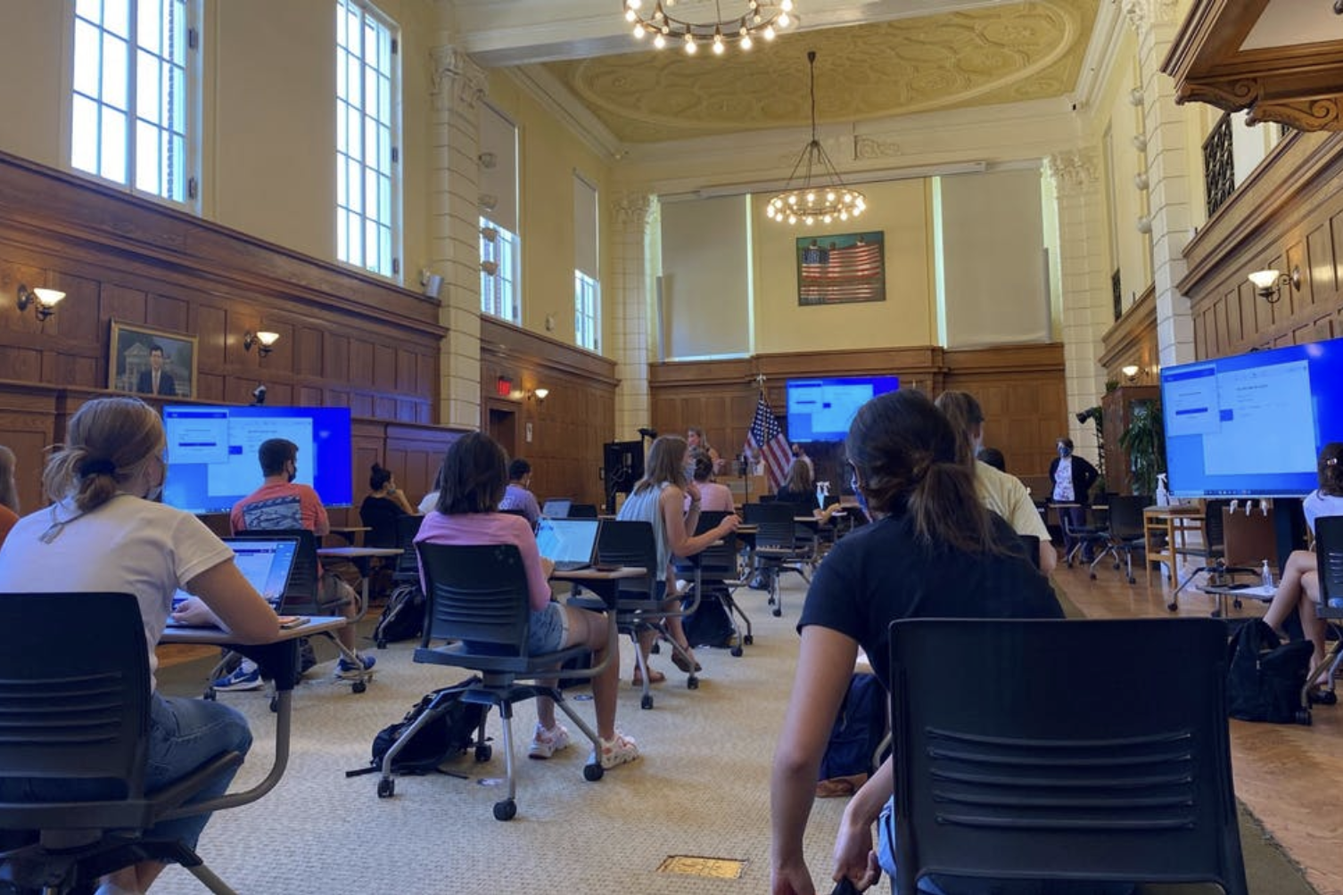 Students in Garrett Hall.
