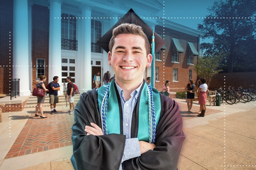 Matt Gillam (BA '21) will bring his leadership skills and passion for service to the classroom this fall as a Teach for America corps member. (Graphic by Macy Brandon) 
