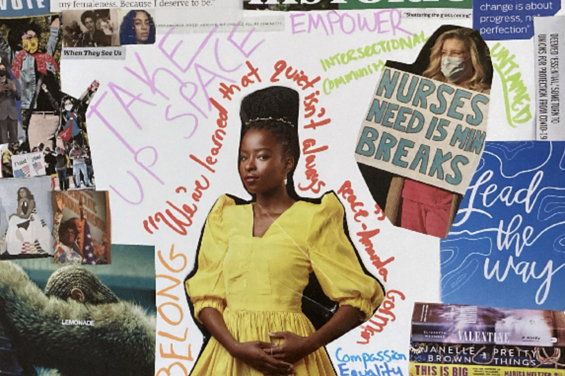 Professor Bassett asked students to make collages that reflected their definitions of feminism. (Contributed photo)