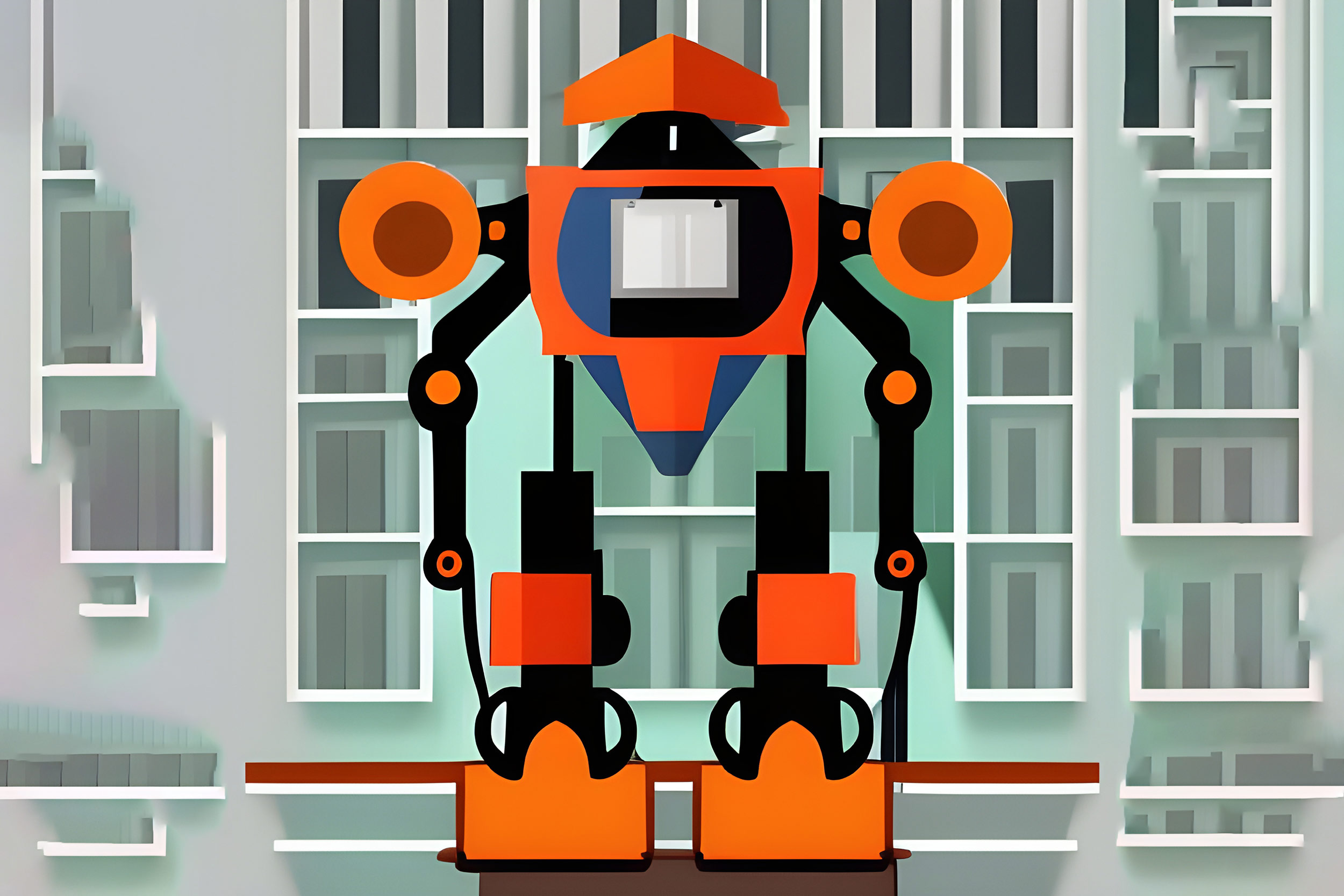 AI generated illustration of a robot in an office