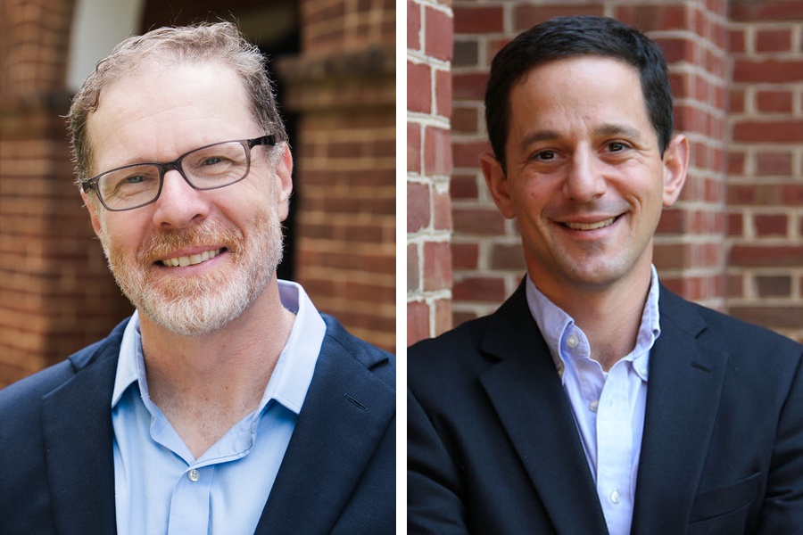 Portrait of professors Jay Shimshack (left) and Ben Castleman (right)